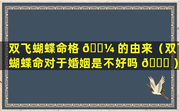 双飞蝴蝶命格 🐼 的由来（双飞蝴蝶命对于婚姻是不好吗 🐛 ）